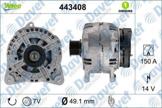 VALEO 443408 Alternator 12v 150a Grand Scenic 1.9 Dci 06  ####